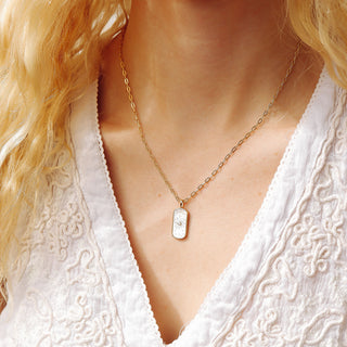 Mother of Pearl Sunburst Mystical Paperclip Charm Necklace