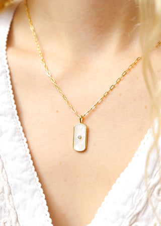 Mother of Pearl Sunburst Mystical Paperclip Charm Necklace