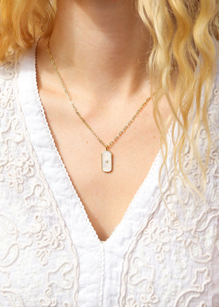 Mother of Pearl Sunburst Mystical Paperclip Charm Necklace