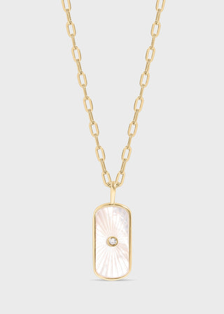 Mother of Pearl Sunburst Mystical Paperclip Chain Necklace