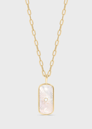 Mother of Pearl Sunburst Mystical Paperclip Chain Necklace