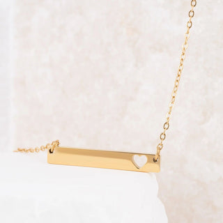 14K Gold Filled PLUS™ Cutout Heart Bar Necklace