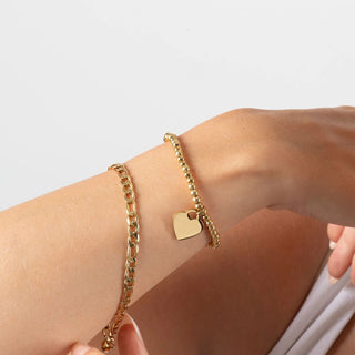 14K Gold Filled PLUS™ Heart And Bead Stretch Bracelet- Model
