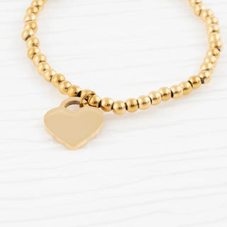 14K Gold Filled PLUS™ Heart And Bead Stretch Bracelet- Studio