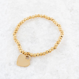 14K Gold Filled PLUS™ Heart And Bead Stretch Bracelet- Studio