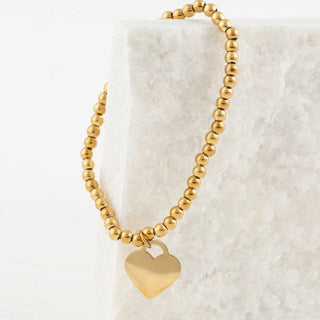 14K Gold Filled PLUS™ Heart And Bead Stretch Bracelet- Studio