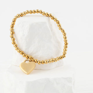14K Gold Filled PLUS™ Heart And Bead Stretch Bracelet- Studio