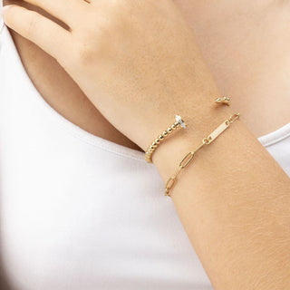 14K Gold Filled PLUS™ Engravable Paperclip Bar Bracelet- Model
