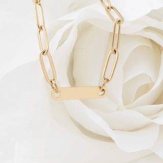 14K Gold Filled PLUS™ Engravable Paperclip Bar Bracelet- Studio