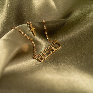 I am "Blessed" Cross Charm Necklace