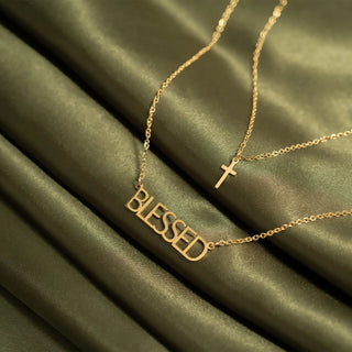 I am "Blessed" Cross Charm Necklace