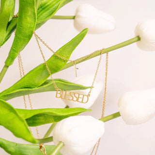 I am "Blessed" Cross Charm Necklace