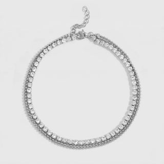 Layered Rhinestone Chain Anklet