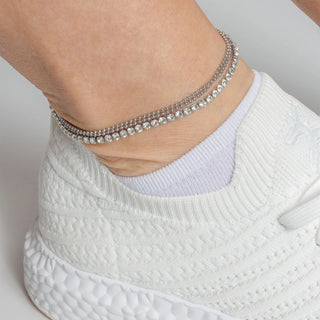 Layered Rhinestone Chain Anklet