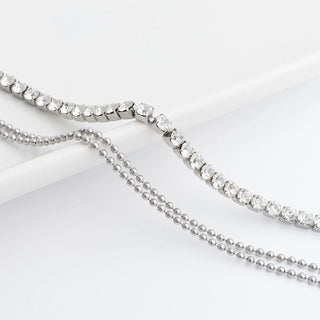 Layered Rhinestone Chain Anklet