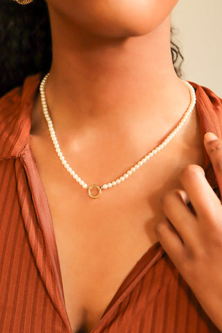 Pearl Charm Holder Necklace