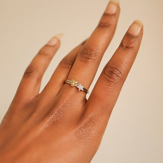 Stone Heart Symbol Dainty Stacking Ring