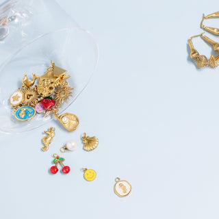 Gold Seahorse Epoxy Charm with other charms