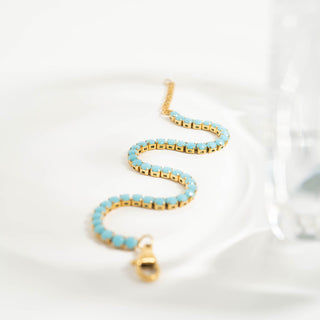 Gold Turquoise Tennis Bracelet