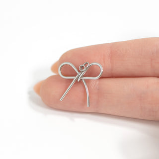 18K Gold PVD Stainless Steel Thin Bow Charm