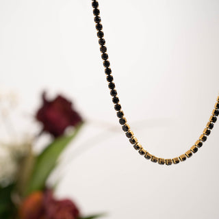 Gold Jet Tennis Chain Necklace