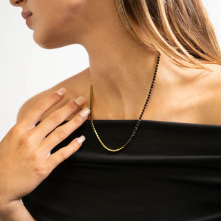 Gold Jet Tennis Chain Necklace