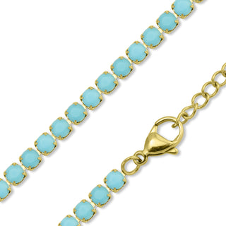 Gold Turquoise Tennis Chain Necklace