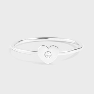 Stone Heart Symbol Dainty Stacking Ring