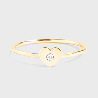 Stone Heart Symbol Dainty Stacking Ring