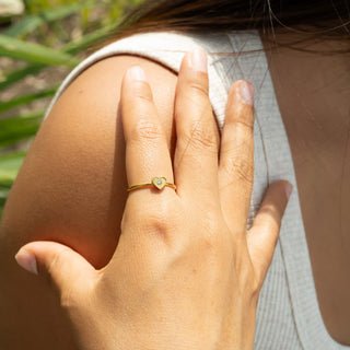 Stone Heart Symbol Dainty Stacking Ring