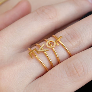 Gold Initial letter Stacking Ring (A-M)