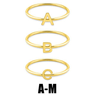 Minimalist gold initial letter ring - stacking ring