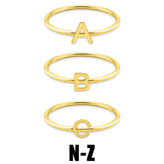 18k Gold Initial letter Stacking Ring (N-Z)