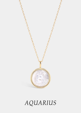 Mother of Pearl Zodiac Charm Necklace