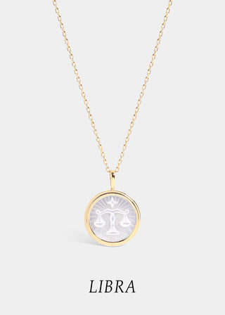 Mother of Pearl Zodiac Charm Necklace