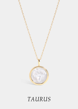 Mother of Pearl Zodiac Charm Necklace