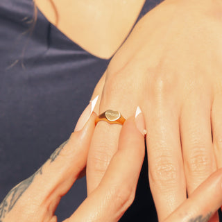 "Amour" Heart Signet Ring