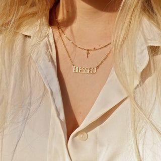 I am "Blessed" Cross Charm Necklace