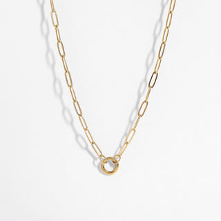 Women's gold paperclip charm keeper necklace