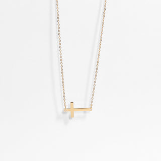 18K Gold Horizontal Cross Necklace