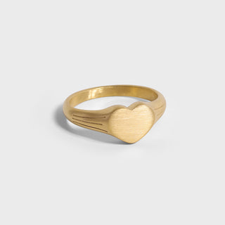 18K Gold Women's Heart Signet Ring