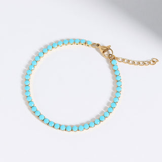 Gold Turquoise Tennis Bracelet