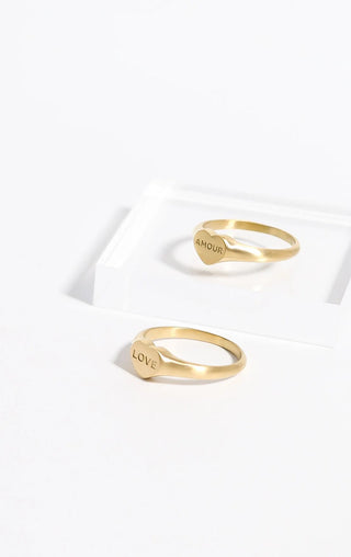 "Amour" Heart Signet Ring