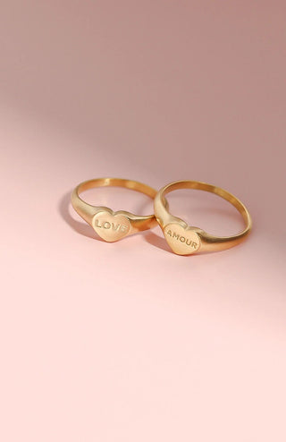 "Amour" Heart Signet Ring