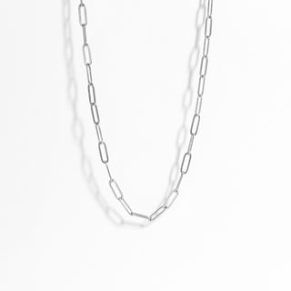 Women's silver paperclip chain necklace