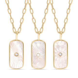 Mother of Pearl Sunburst Mystical Paperclip Charm Necklace