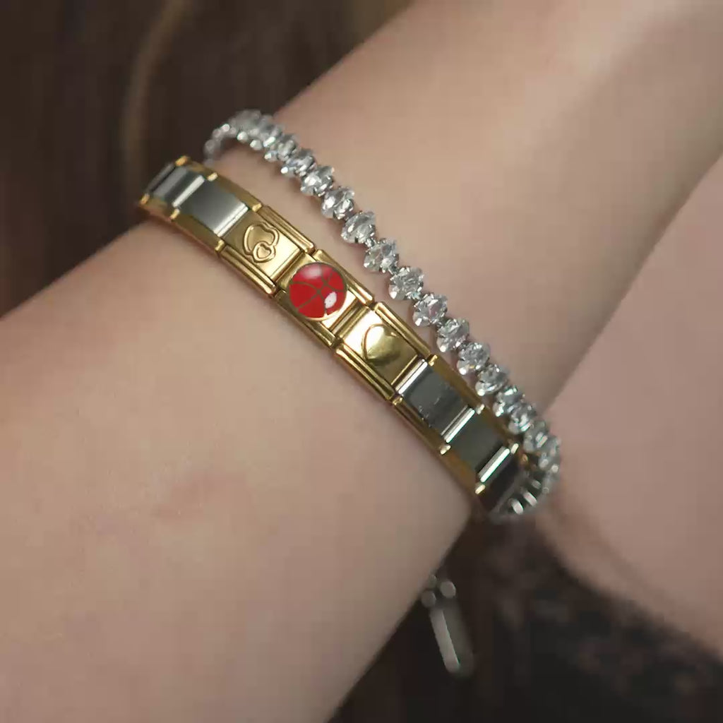 Double Heart Italian Charm- Model