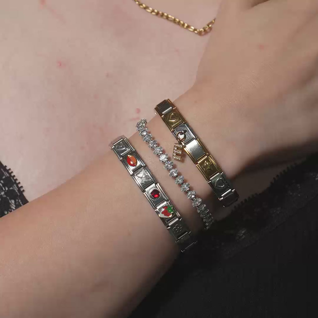 Silver Birthstone Italian Charm- Studio-model