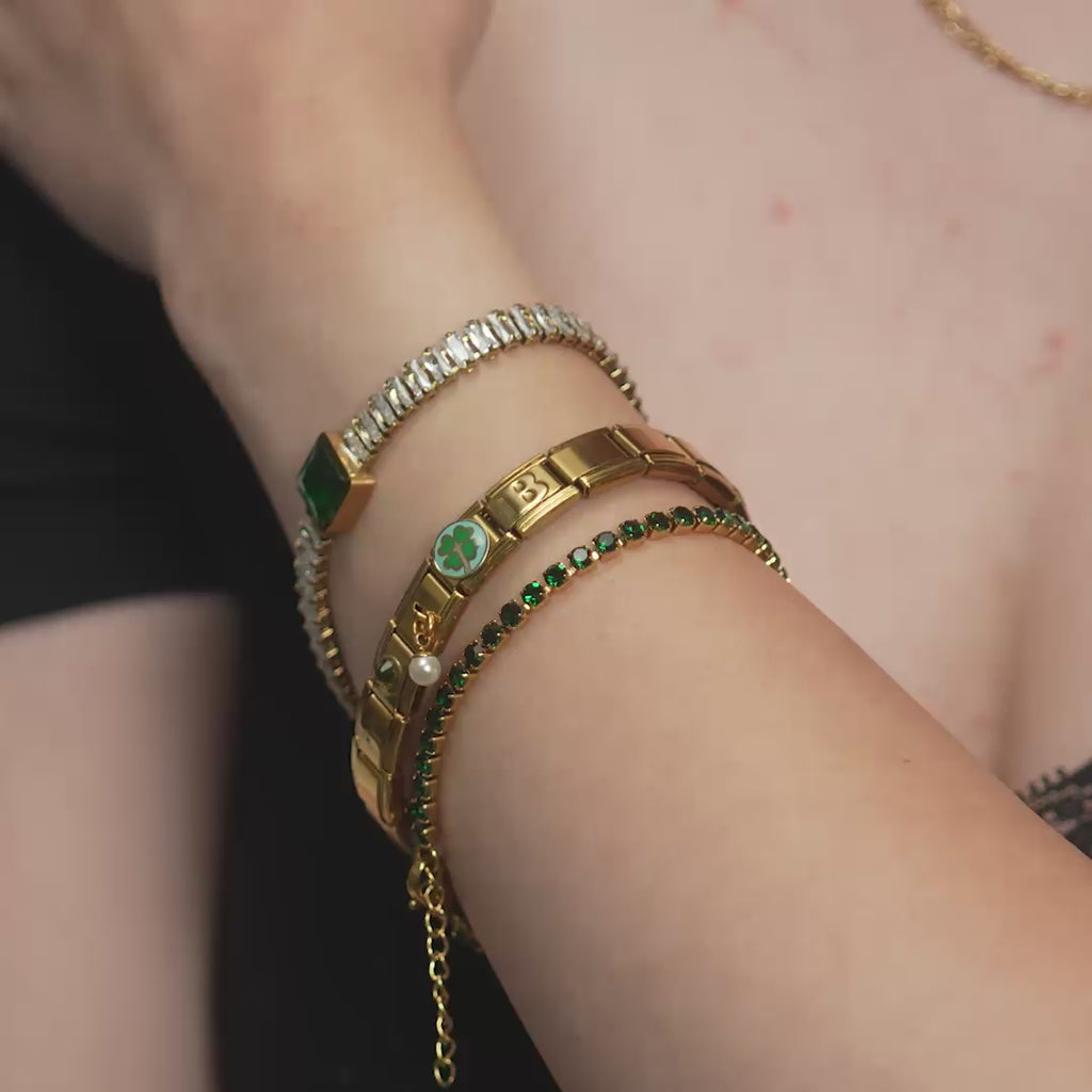 Gold Initial Italian Charm- model