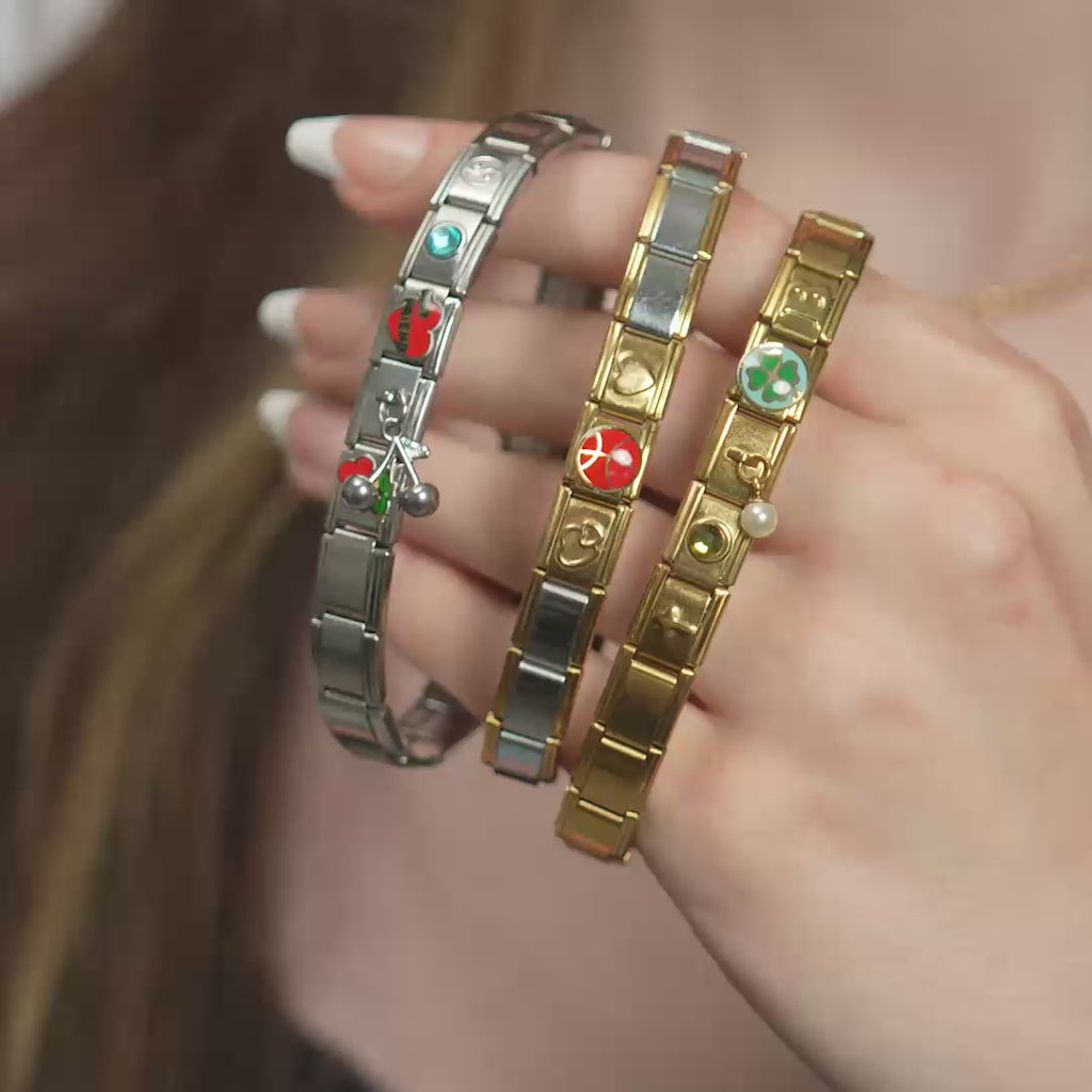 Double Heart Italian Charm- Model
